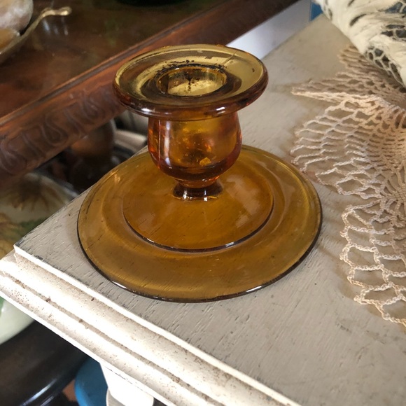 Vintage Accents Vintage Amber Glass Candle Holder Poshmark